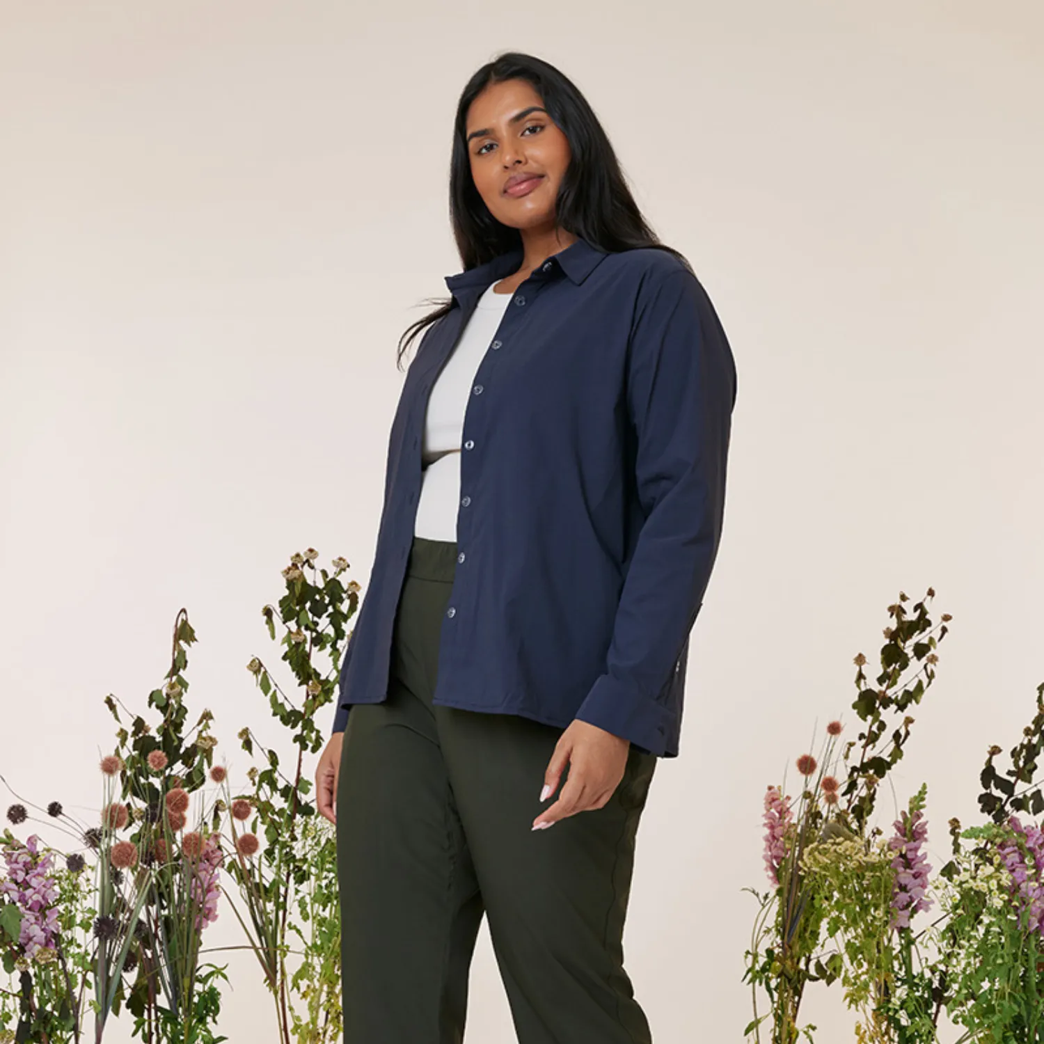 Amble Stirling Womens Plus Size Shirt Midnight Sizes 2XL - 4XL