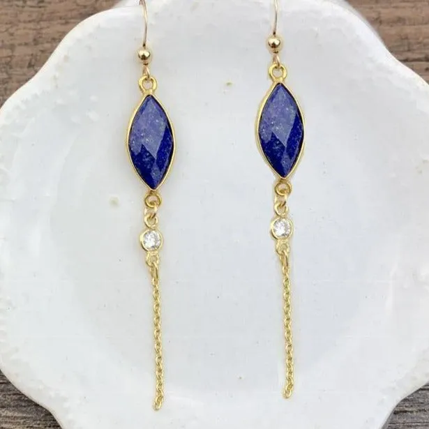 Bezeled Marquee Elegant Drop Earrings