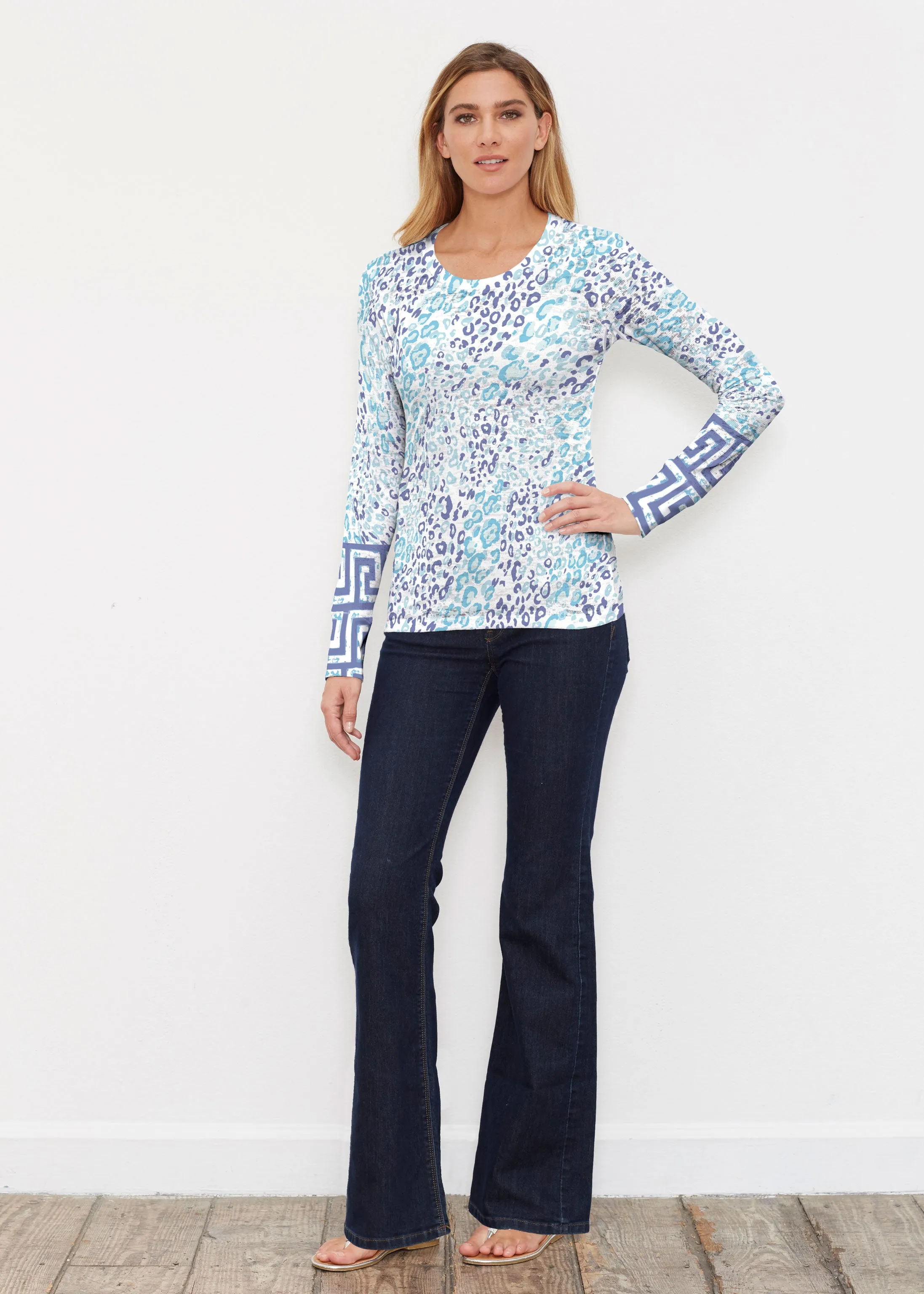 Cat Blue (7755) ~ Thermal Long Sleeve Crew Shirt