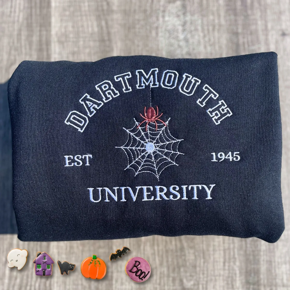 Comfort Color® Custom Embroidered University Spiderweb Halloween T-Shirt or Sweatshirt