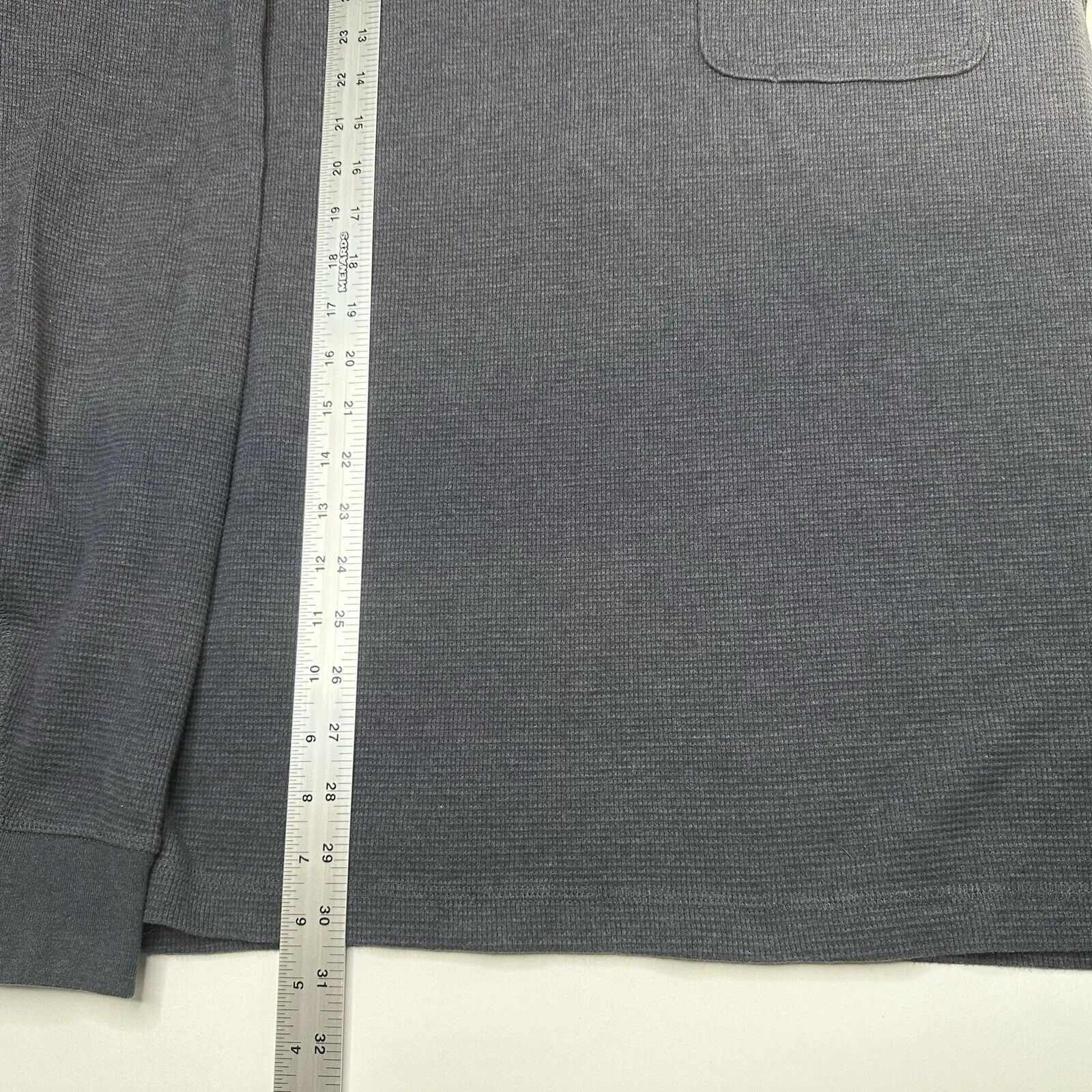 Duluth Trading Shirt Mens 2XL Henley Waffle Knit Thermal Blue Long Sleeve Work