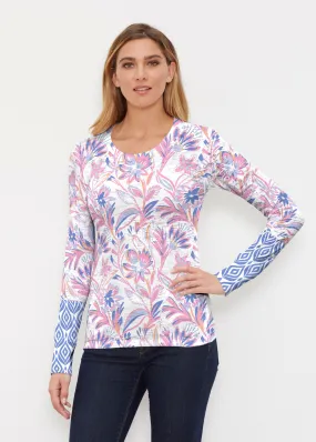 Floral Buds Pink (8032) ~ Thermal Long Sleeve Crew Shirt