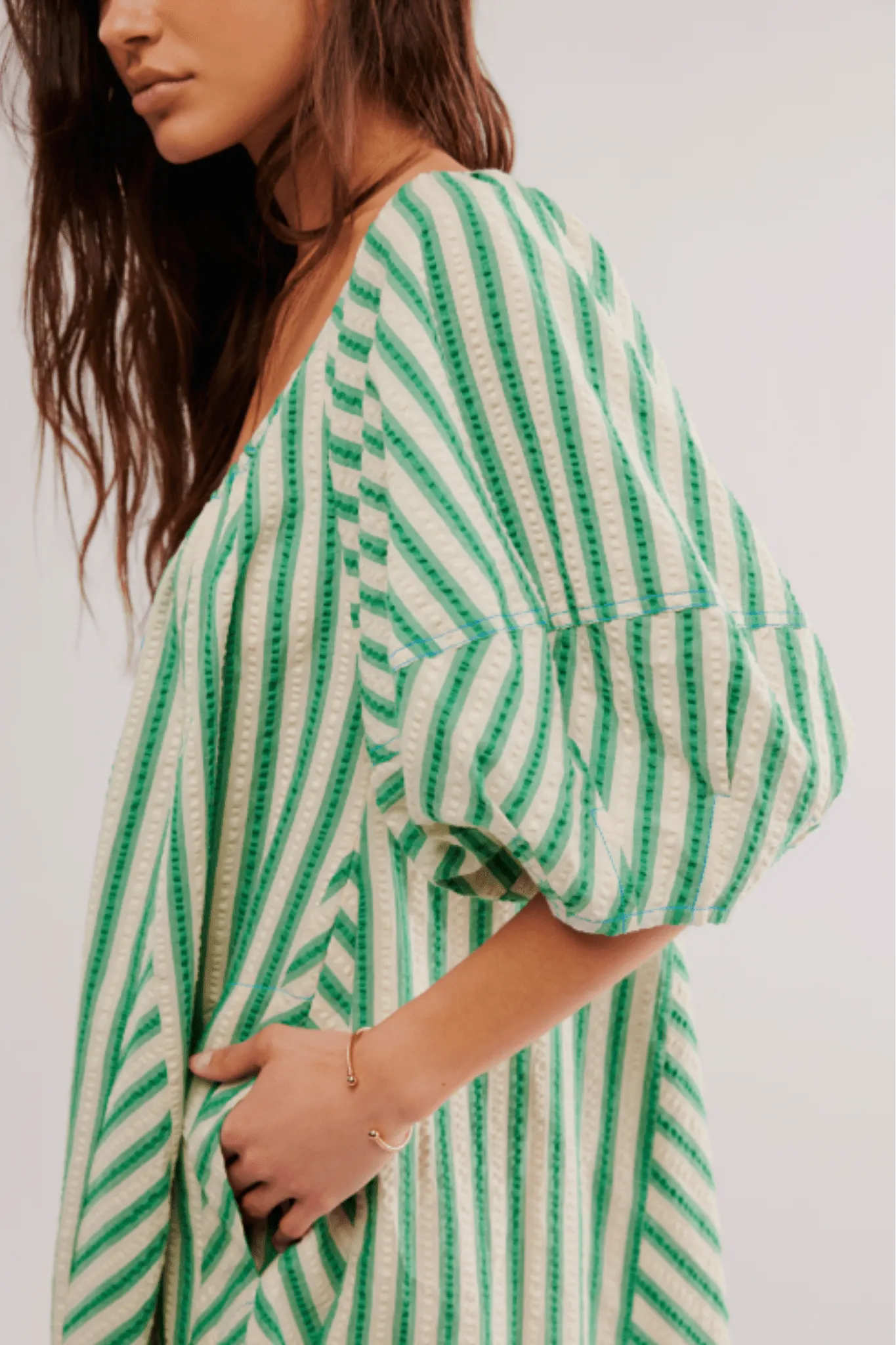Free People: Bop Around Romper in Green