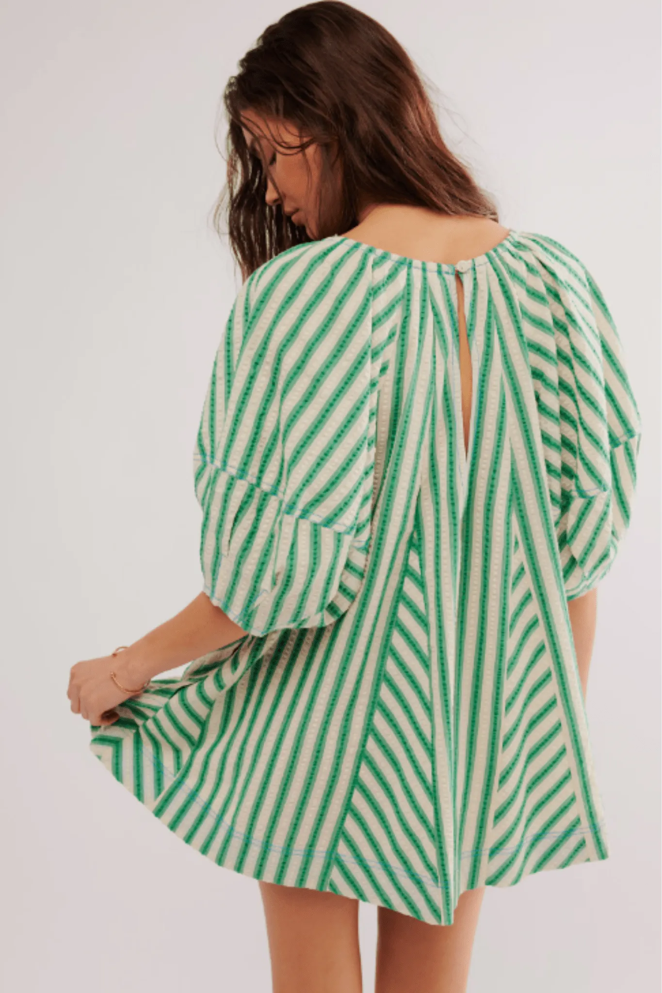 Free People: Bop Around Romper in Green