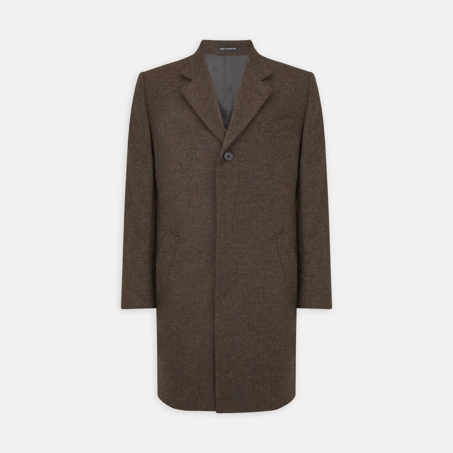 Hopton Brown Herringbone Wool Coat