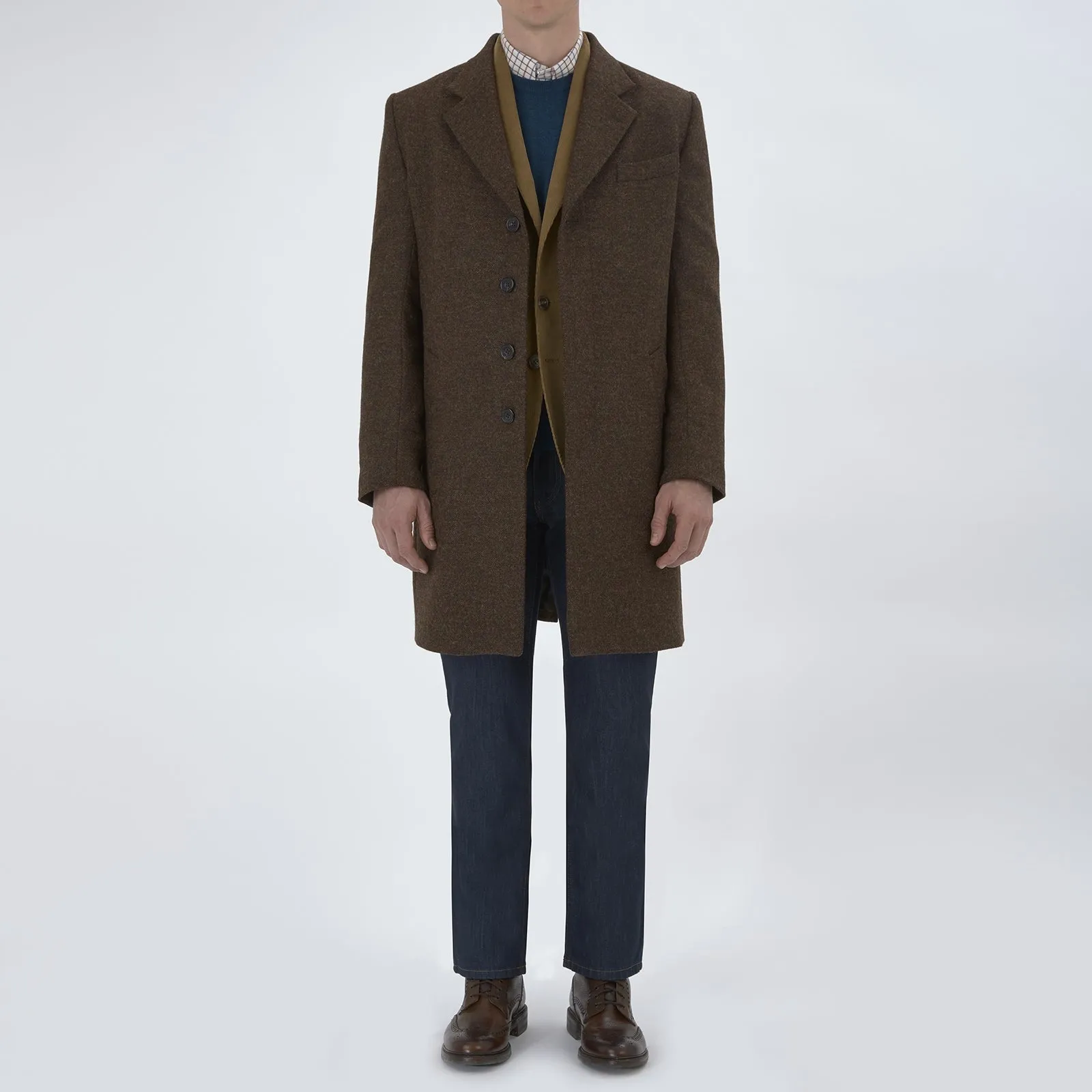 Hopton Brown Herringbone Wool Coat