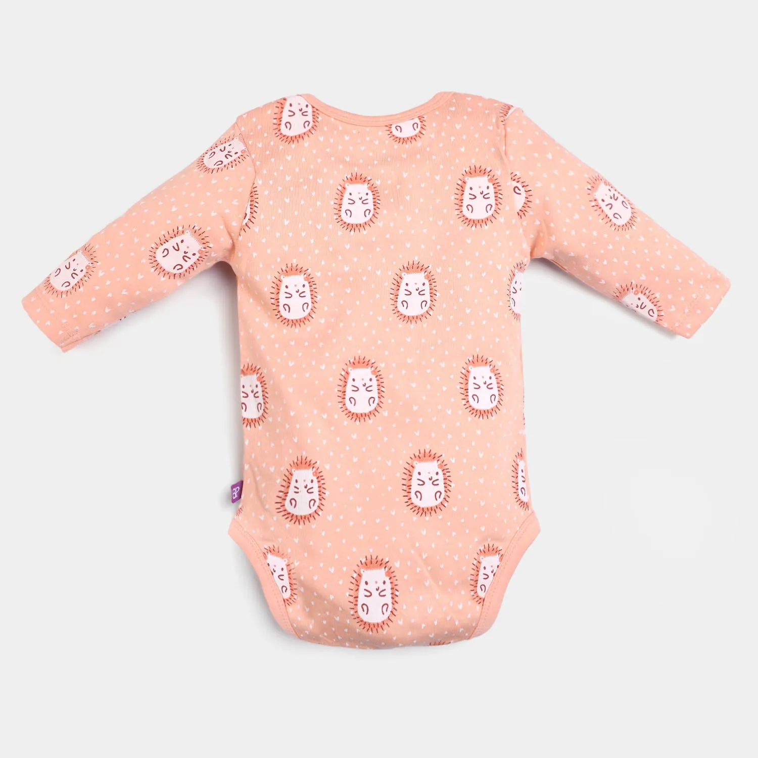 Infant Girls Cotton Romper Hedgehog - Peach