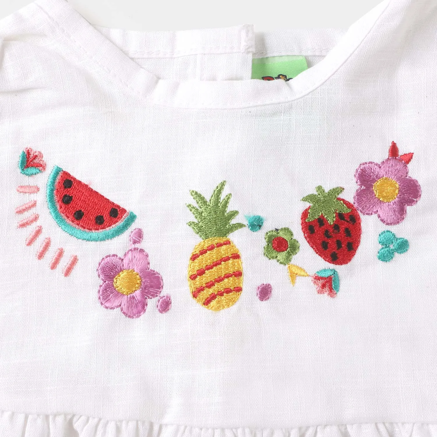 Infant Girls Woven Romper Fruits - Off White