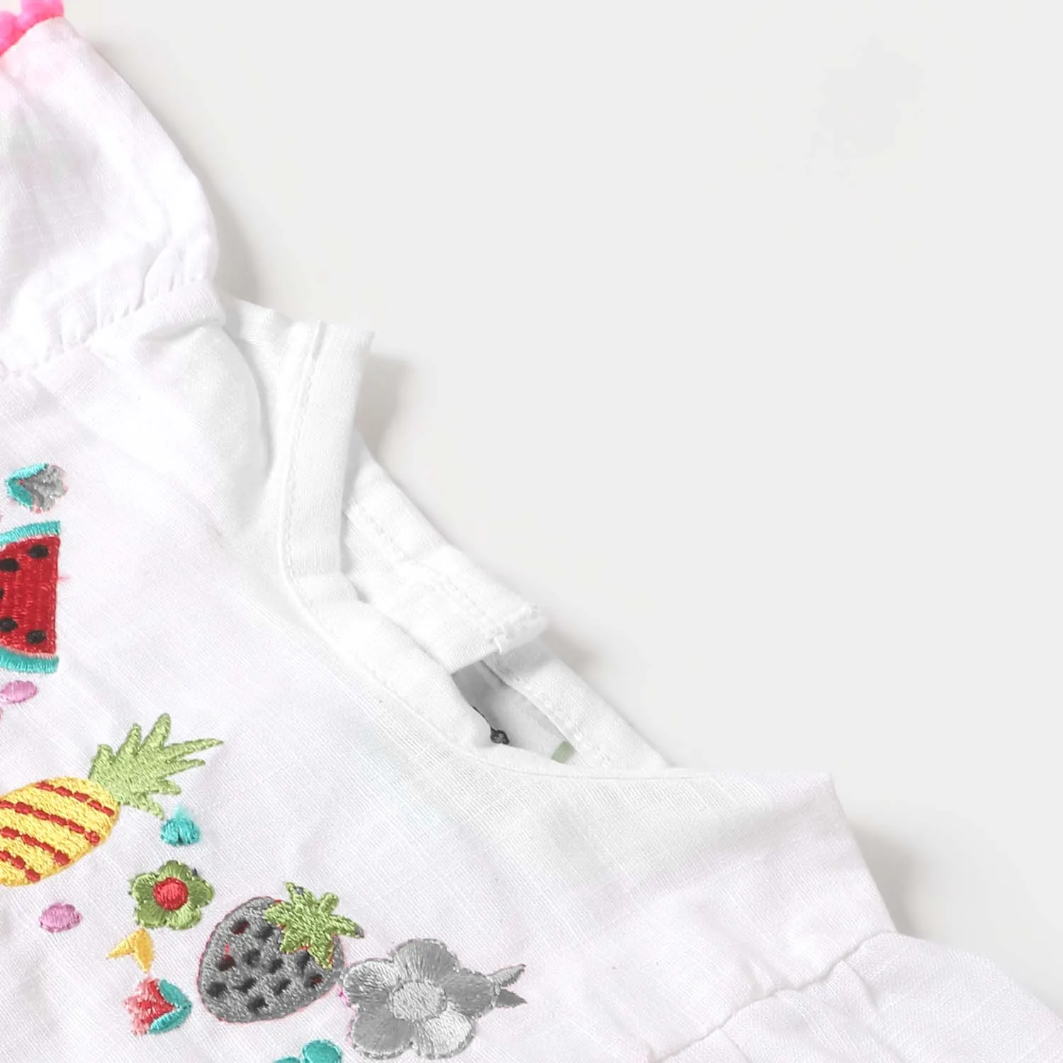 Infant Girls Woven Romper Fruits - Off White