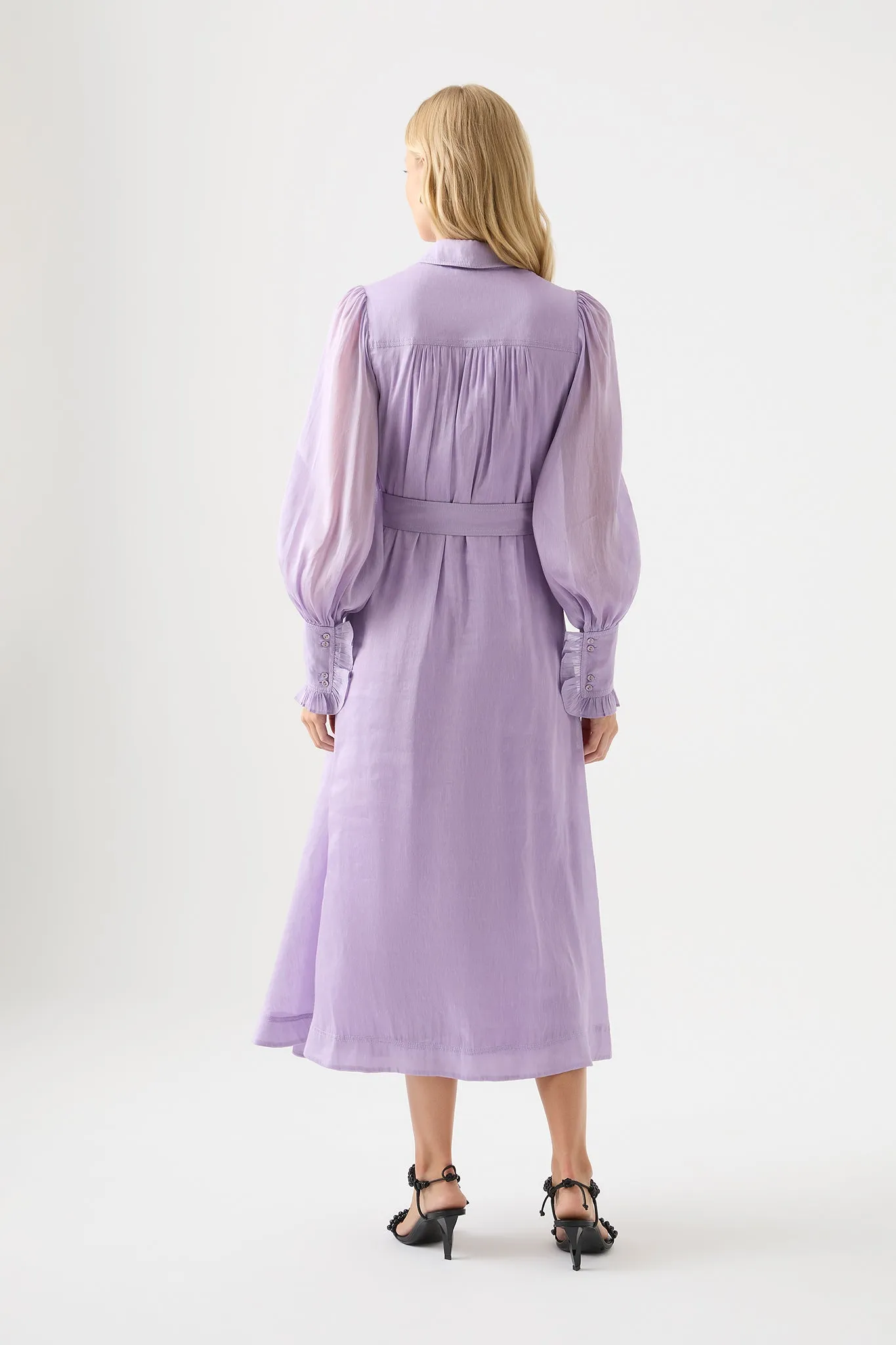 Iris Pleated Bib Midi Dress