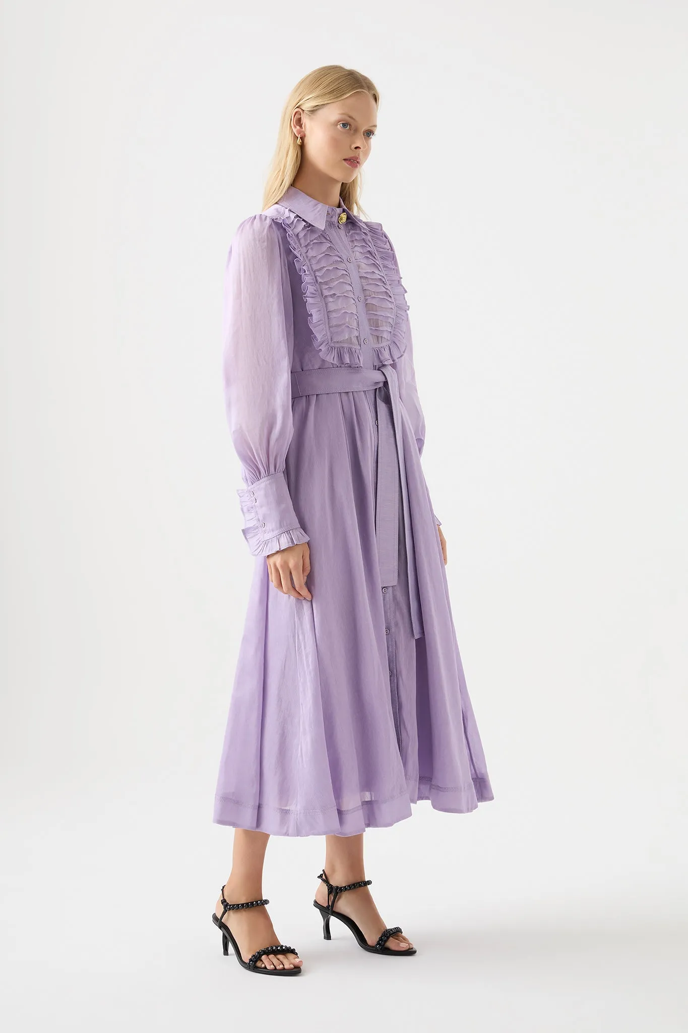 Iris Pleated Bib Midi Dress