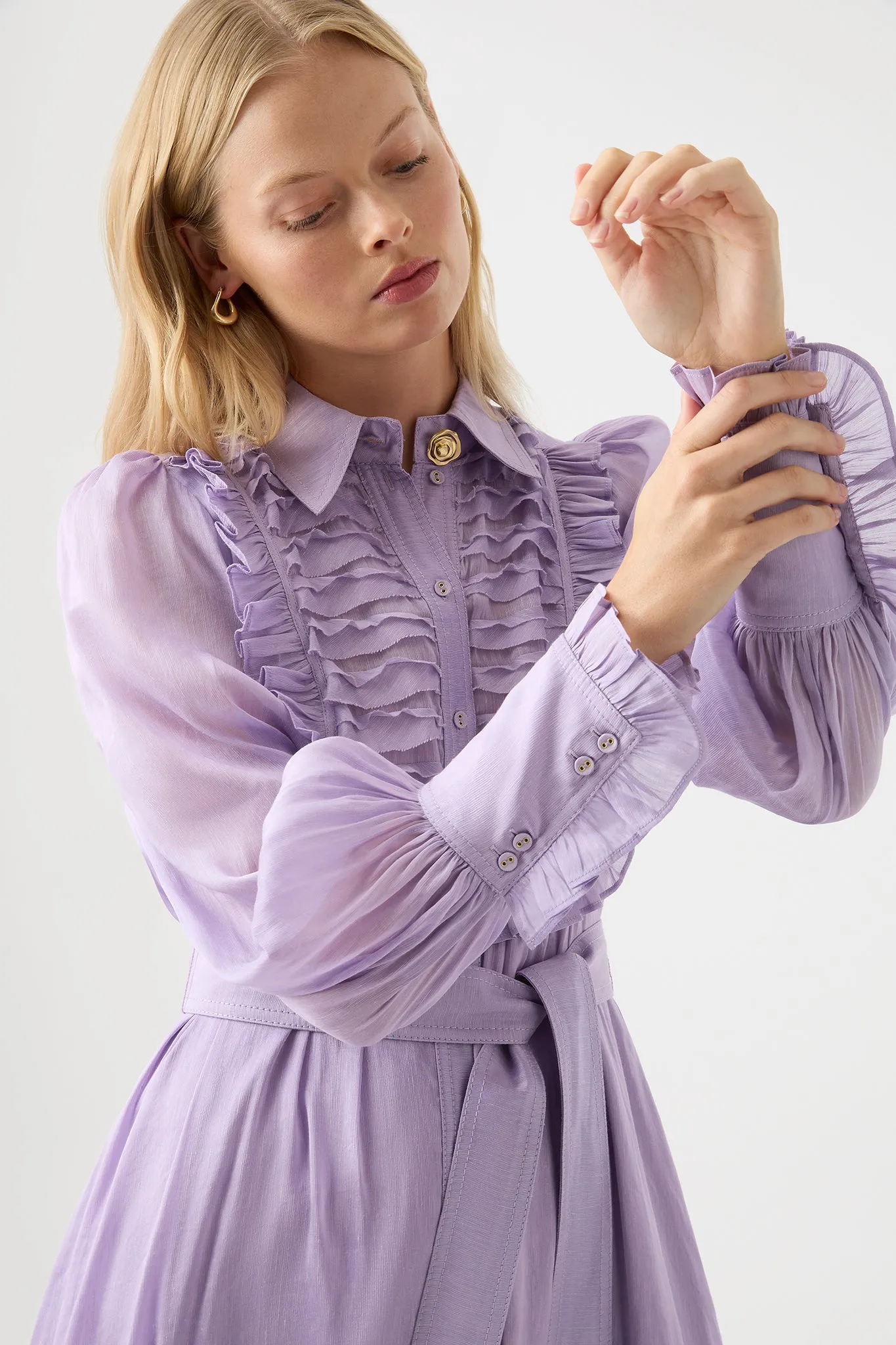 Iris Pleated Bib Midi Dress