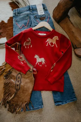 'Jaelyn' Girls Horse Knit Sweater (S-XXL)