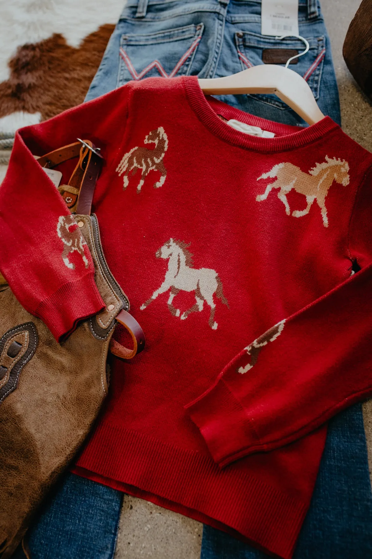 'Jaelyn' Girls Horse Knit Sweater (S-XXL)