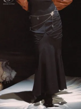 Neros Cubic Cut Pleated Slim Long Half Skirt【s0000006449】