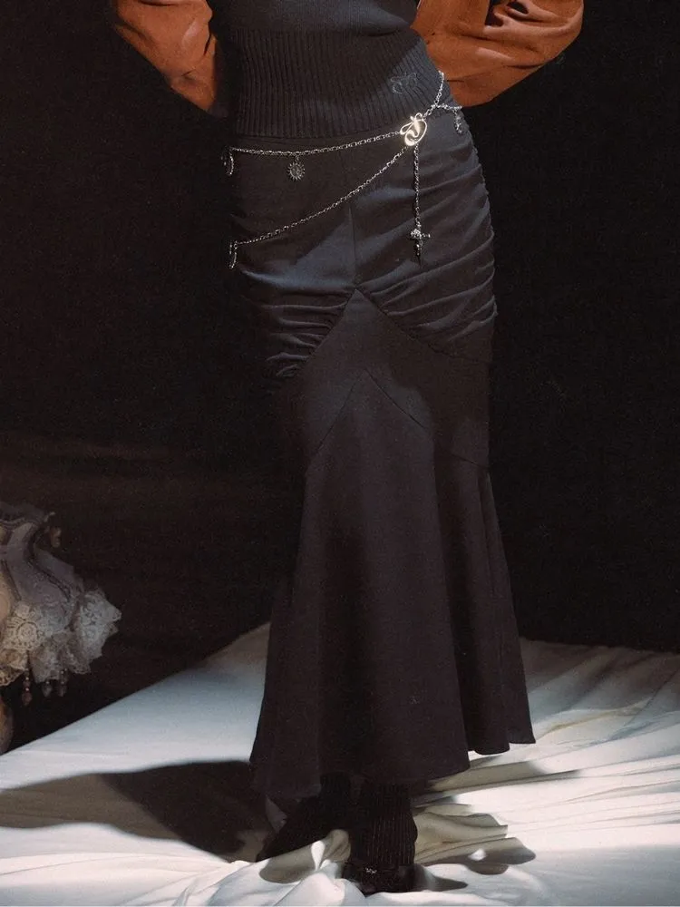 Neros Cubic Cut Pleated Slim Long Half Skirt【s0000006449】