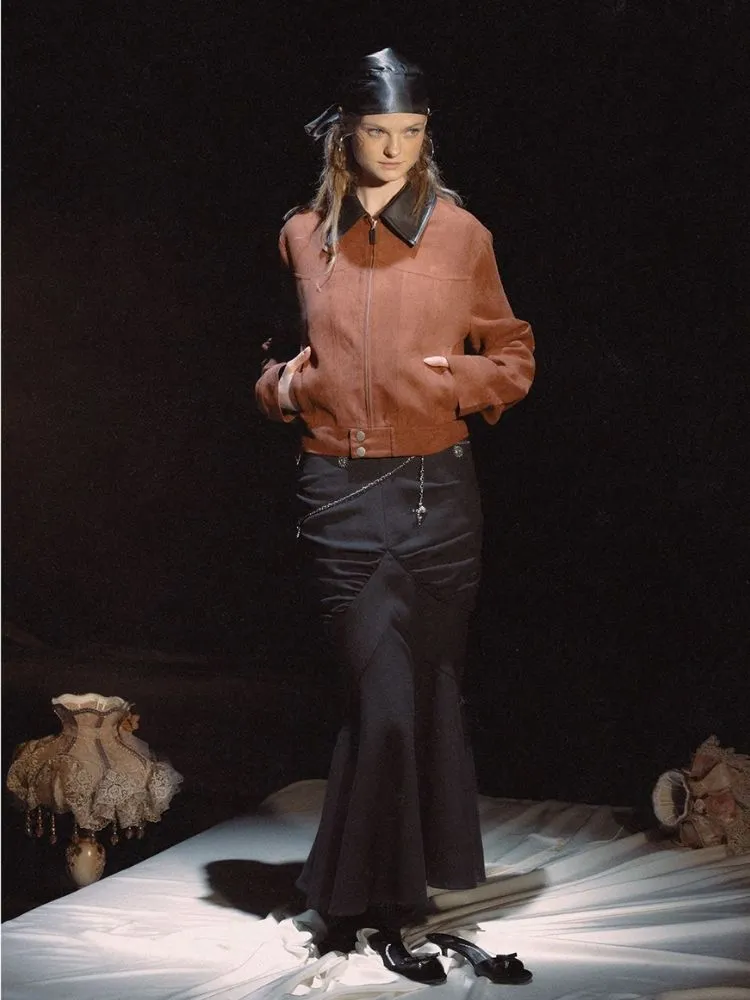 Neros Cubic Cut Pleated Slim Long Half Skirt【s0000006449】
