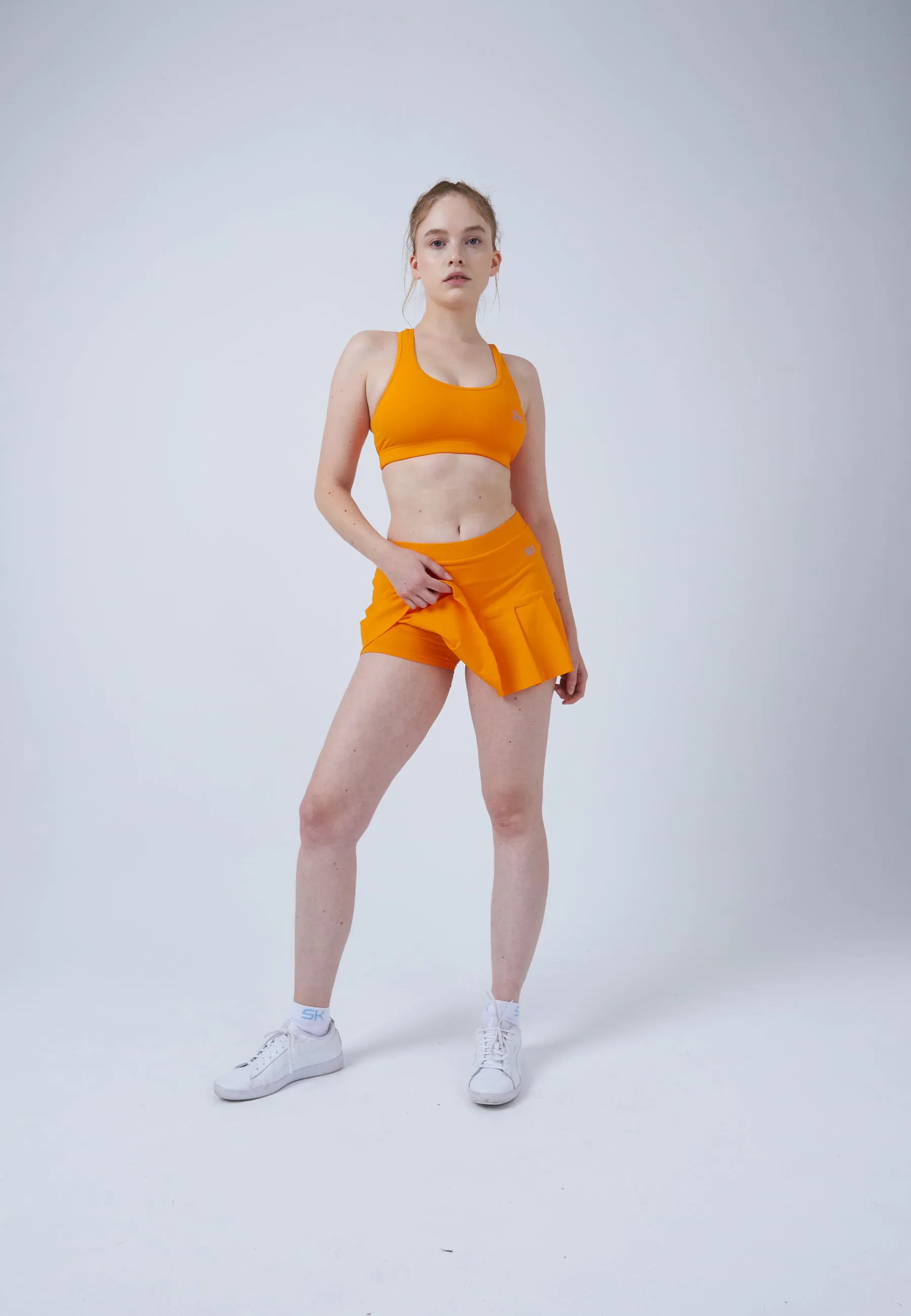 Pleated Tennis Skort, orange