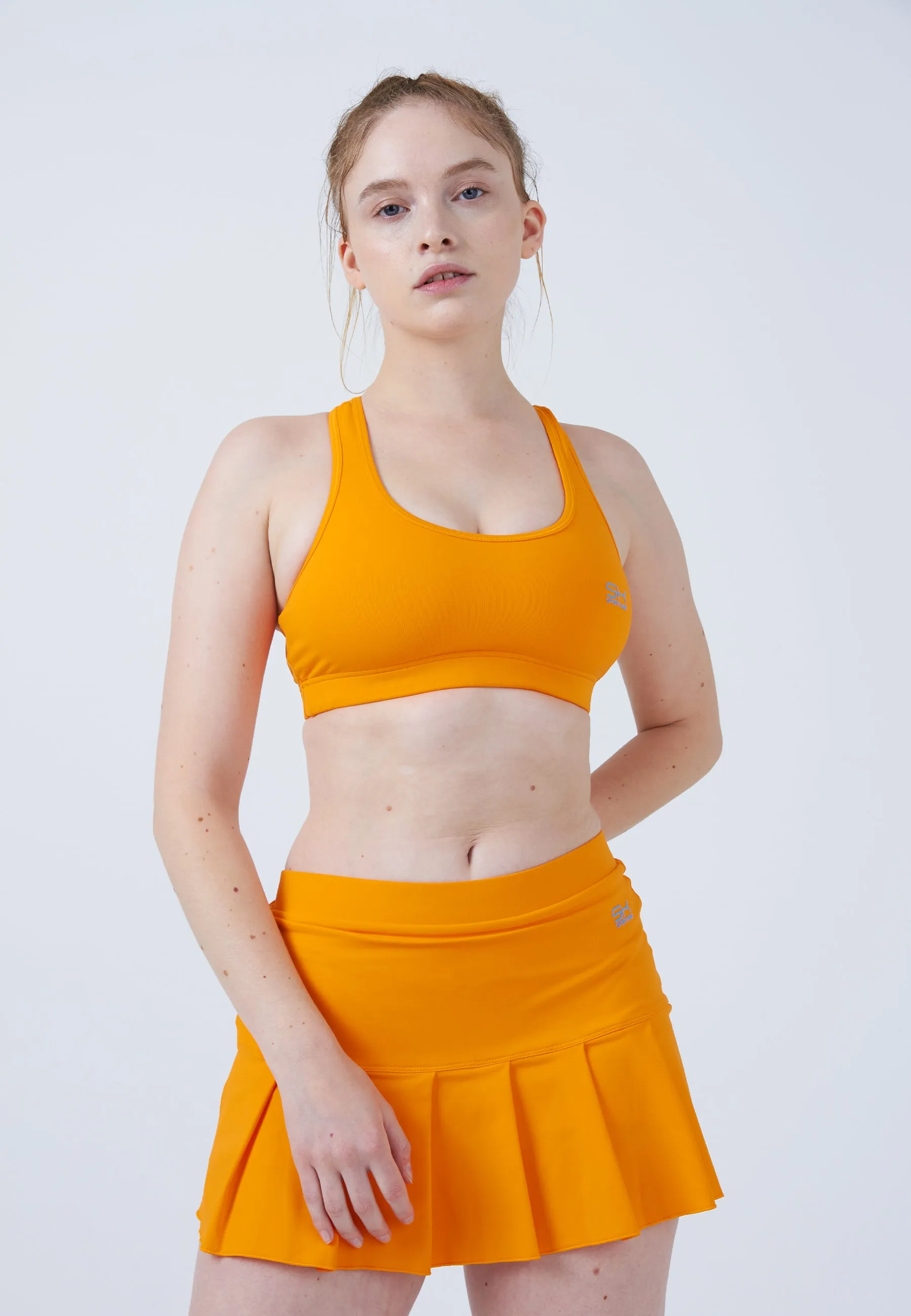Pleated Tennis Skort, orange
