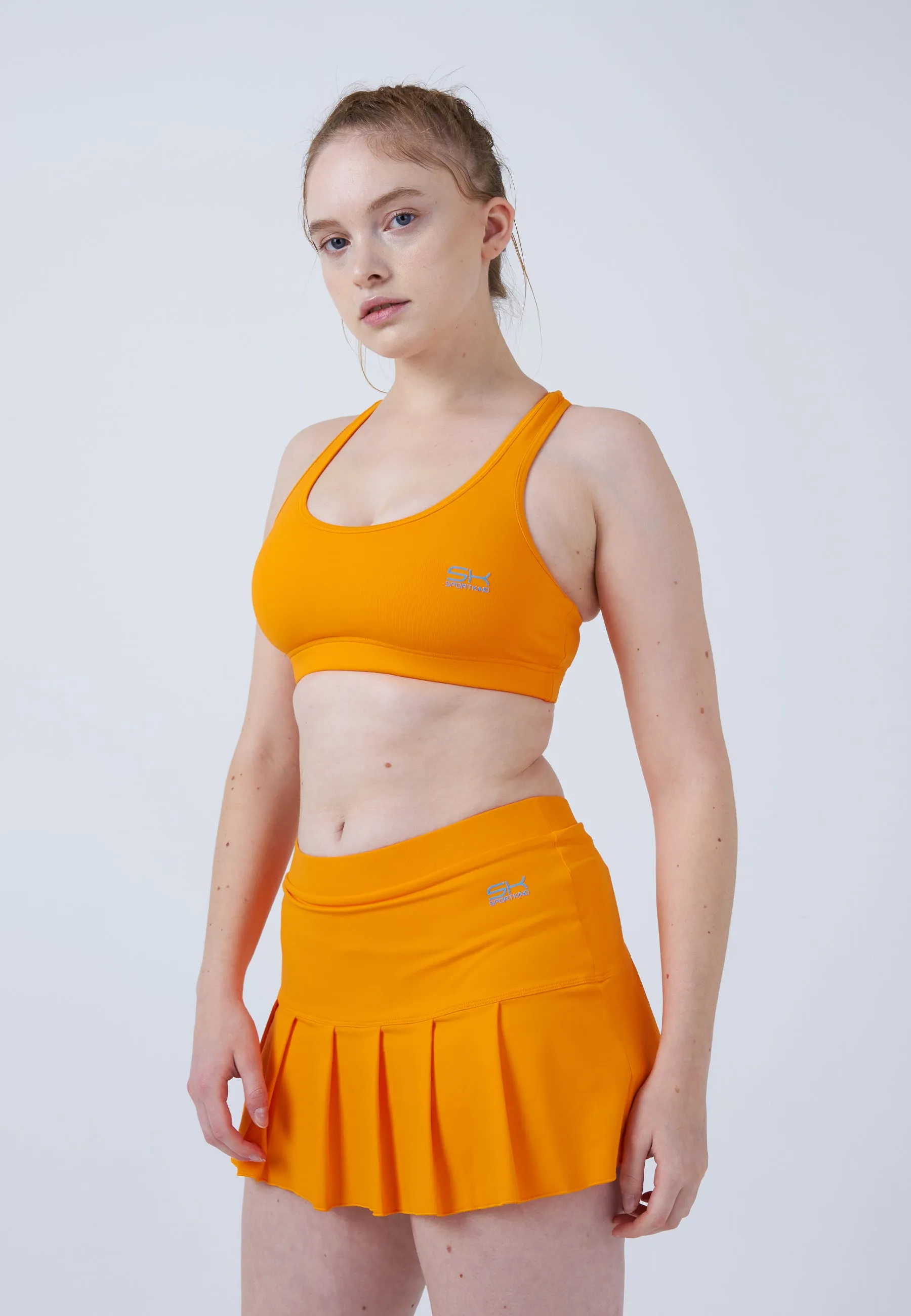 Pleated Tennis Skort, orange