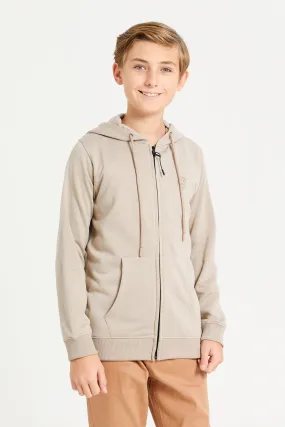 Senior Boys Beige Hooded Sweatshirt
