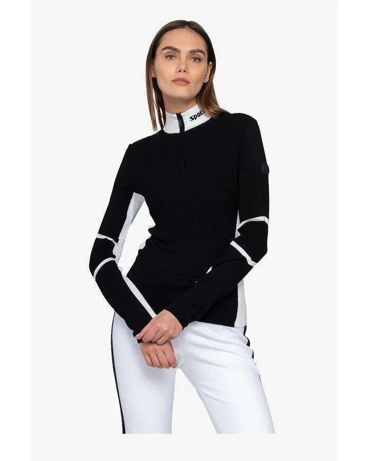 Sportalm Rib Knit Stand Collar Sweater With Contrast Details