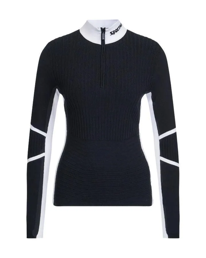 Sportalm Rib Knit Stand Collar Sweater With Contrast Details