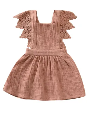 Summer Fashion Baby Girl Solid Color Lace Pinafore Dress
