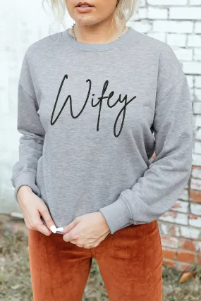 WIFEY Graphic Dropped Shoulder Sweatshirt
