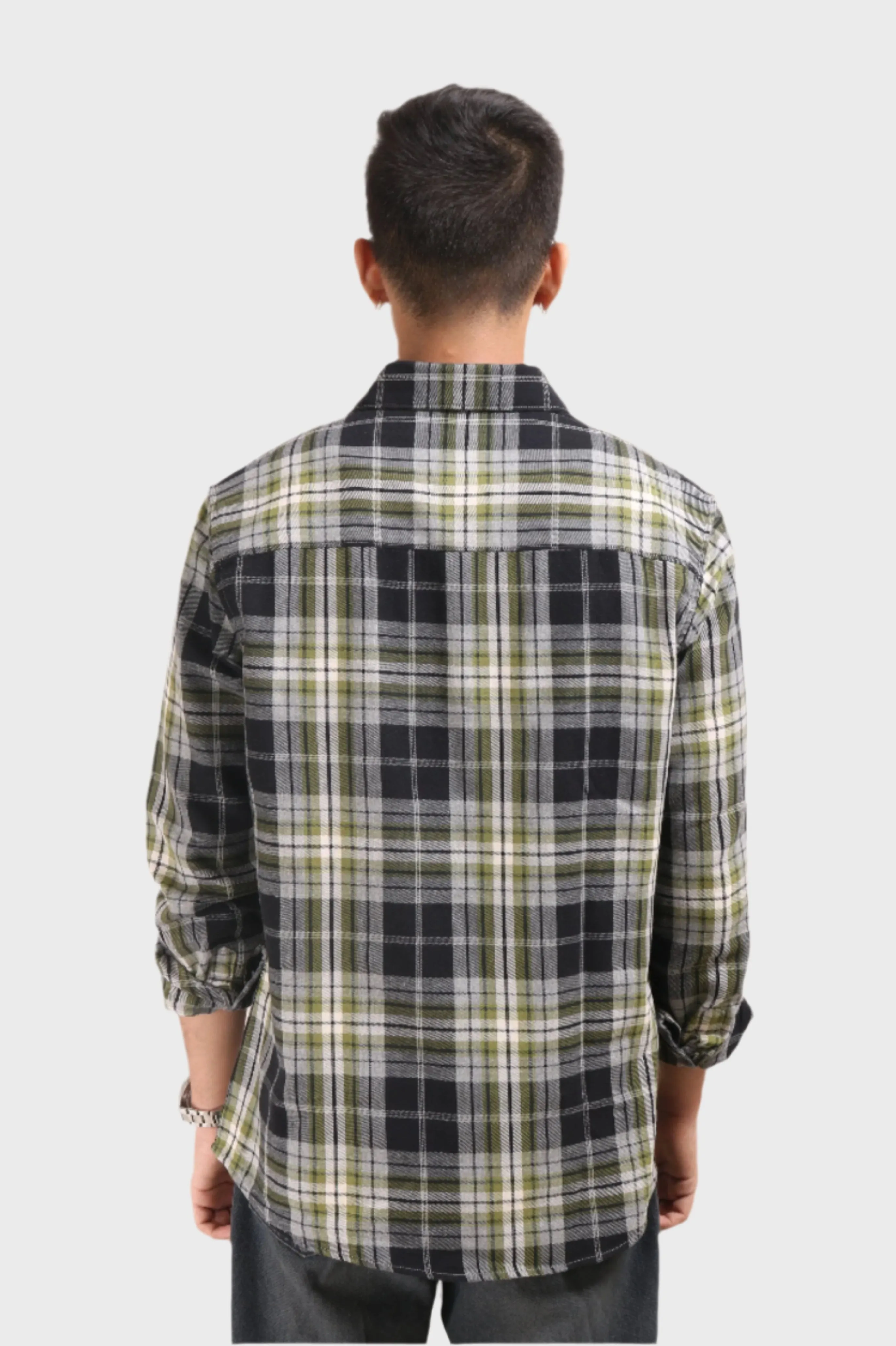 XKIND GREEN CHECKS REGULAR FIT SHIRT